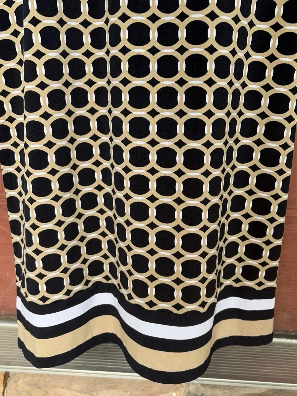 Women’s Long Sleeve Black and White Geometric Maxi Dress
